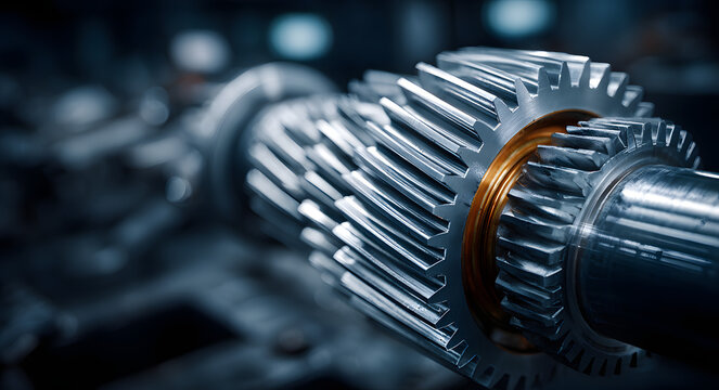 Industrial Bevel Gear Assembly on Test Stand: Precision Engineering and Manufacturing Excellence in Blue and Gray