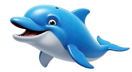 Obraz premium A cheerful cartoon dolphin with a big smile and playful demeanor