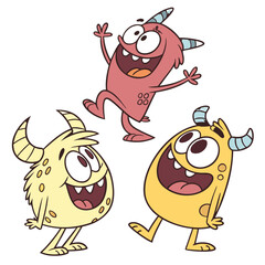 Obraz premium Cartoon monster bundle with funny, quirky characters and vibrant colors
