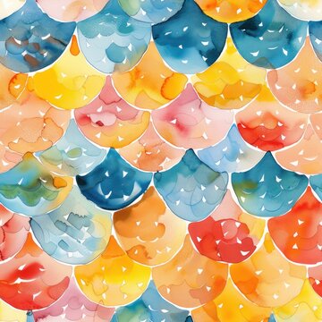 watercolor fish scale pattern illustration paint