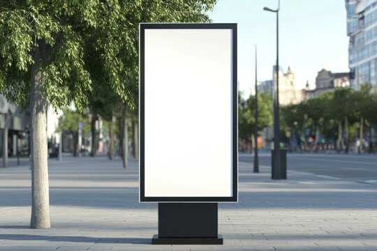 Outdoor blank pylon banner mockup in a city street setting ready for signage placement