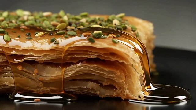Traditional Middle Eastern Dessert with Oozing Sweet Syrup