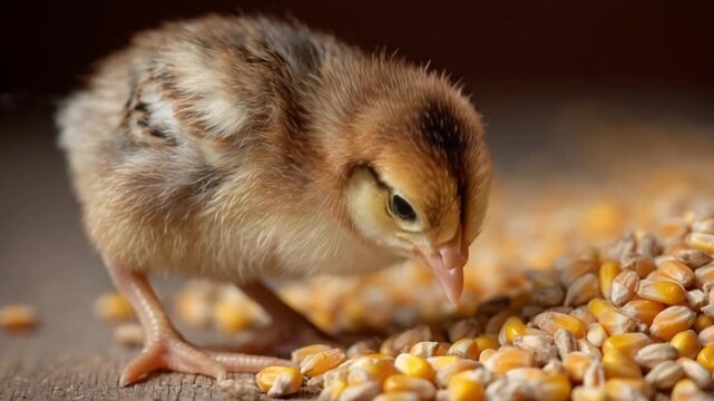 Babyhuhn pickt K&ouml;rner