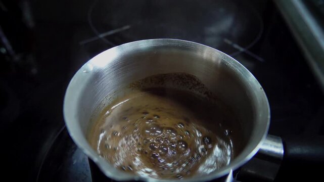 Making dark coffee in the morning in the european way