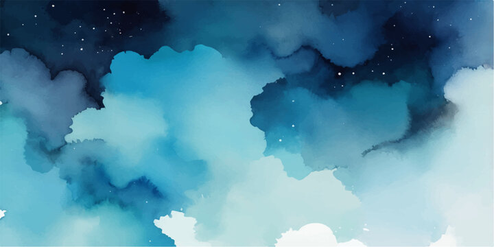 Blue abstract sky with clouds and Earth