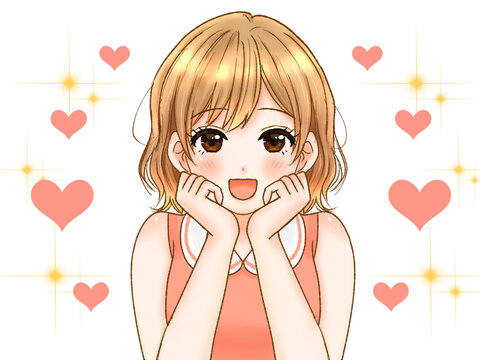 上目遣いで媚びる可愛い女の子のイラスト素材