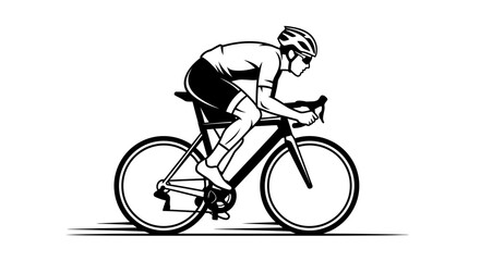 Fototapeta premium Focused Male Cyclist Riding Road Bike in Sportive Action on Isolated White Background