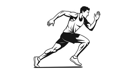 Obraz premium Energetic Male Runner Sprinting Fast in Athletic Motion on Isolated White Background
