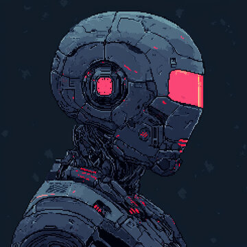 wallpaper background of robot affiliate intelligence in pixel art style 