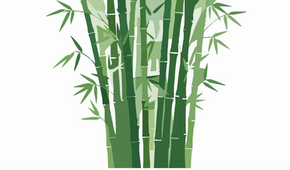 Obraz premium Lush green bamboo forest cluster with tall segmented stalks eco nature vector illustration isolated on white