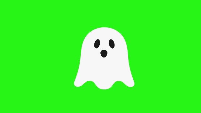 Looping ghost icon animation on green screen background for motion graphics