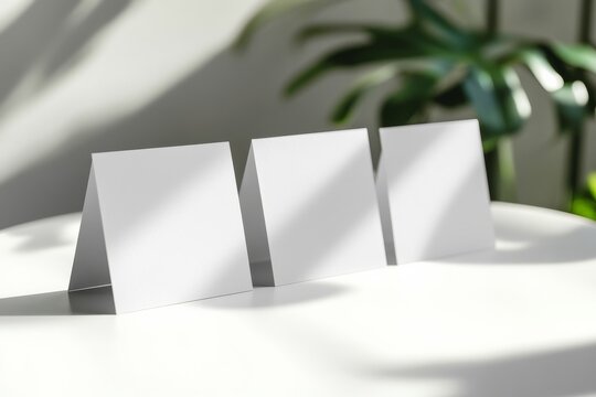 Table tent card mock up on isolated background with space for logo or graphic design for presentation and promotion