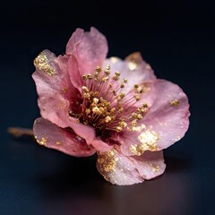 Pink Blossom With Golden Accents
