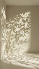 Elegant Shadow Tree Pattern On Beige Room Wall