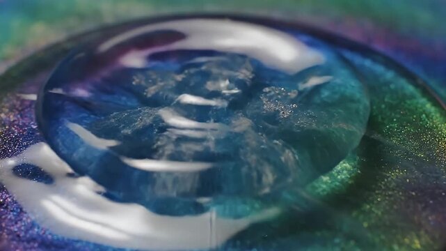 Water Droplet Falling into Water Circle.