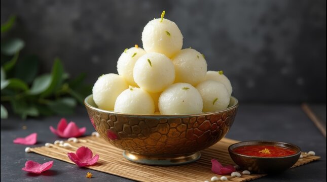 Bengali sweet rasgulla on a bowl. 
