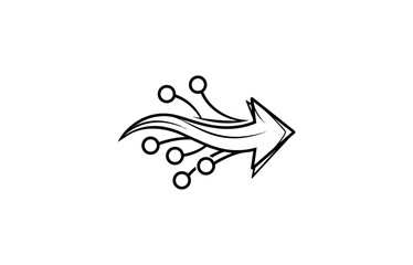 Abstract arrow symbol on black background