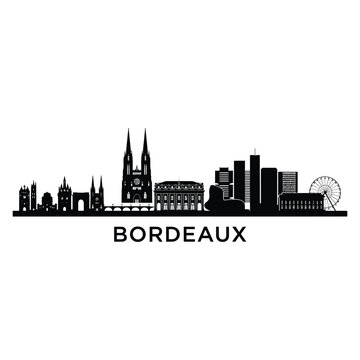 A silhouetted skyline of bordeaux france with the city s name below