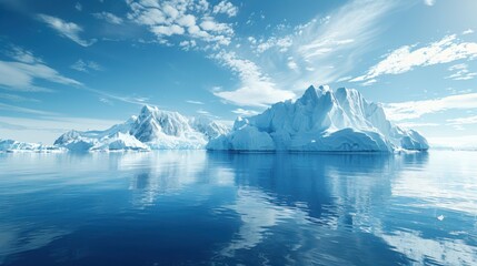 Climate Change Concept Melting Ice And Empty Sky Copy Space