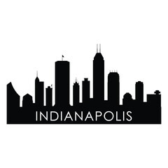 Obraz premium Silhouette of the indianapolis skyline against a plain white background
