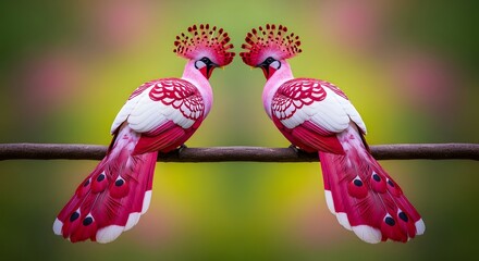 Valentine's day love birds perched on branch romantic background