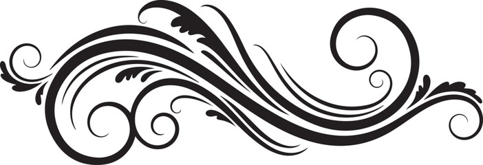 Fototapeta premium Elegant black floral swirl design on white background illustration