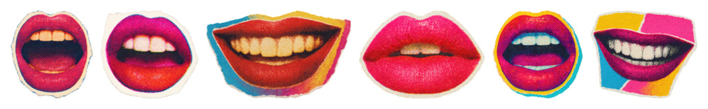 PNG Colorful pop art lips, transparent background
