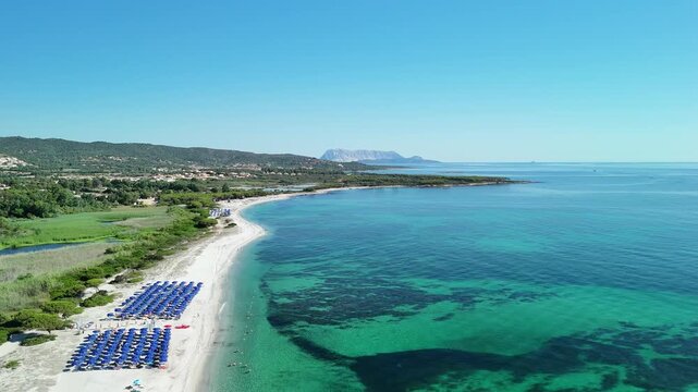 Aerial view of Budoni coastline, Sassari, Sardinia, Italy