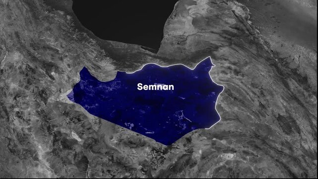 Semnan Iran Province Satellite Map With Highlighted Regional Border Animation