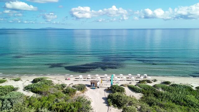Aerial view of Platamona beach, Sassari, Sardinia, Italy