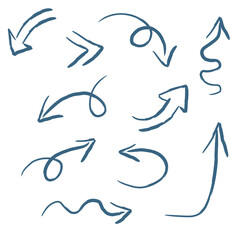 Hand drawn business arrow set featuring a collection of vector icons and artistic signs in a silhouette style for creative logo design and illustrative art