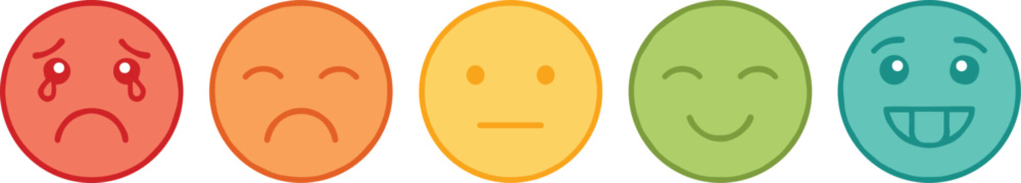 Emotion face icon set showing sad, neutral and happy moods for feedback rating and user experience design