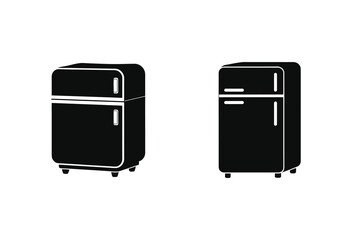 Mini Fridge Silhouette Icon Vector Illustration Small Kitchen Appliance 