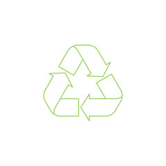 Obraz premium Recycling symbol, green, outline, simple, isolated, transparent background, ecology, waste separation, adjustable stroke 