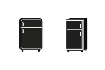 Mini Fridge Silhouette Icon Vector Illustration Small Kitchen Appliance 