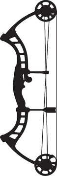 Compound Hunting Bow Silhouette Icon Isolated on White