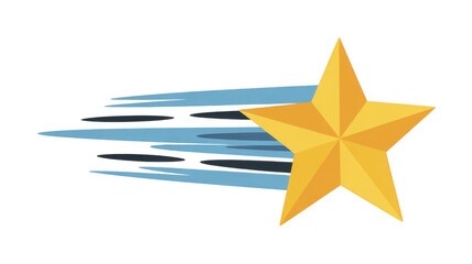 Obraz premium Yellow star with blue streaks motion isolated on a transparent background