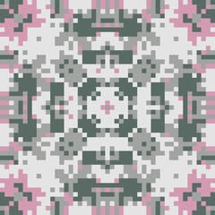 Rose Smoke Pixelated Mandala