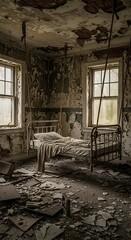 Decaying Room - A Haunting Glimpse into Abandonment and Neglect.
