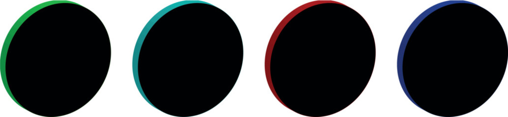 Editable Vector Artwork of 3D Circular Buttons in Colorful line with Interactive Navigation Panel for Web Design