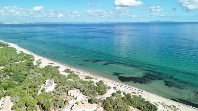 Aerial view of Platamona beach, Sassari, Sardinia, Italy