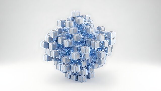 Interconnected cubes symbolize business and the future of technology in a creative design
