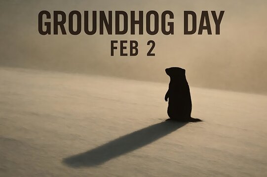 Cinematic Groundhog Day Poster &ndash; Minimalist Silhouette & Dramatic Light