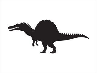 Fototapeta premium Vector dinosaur silhouette icon, Majestic Spinosaurus theropod dinosaur, detailed vector silhouette.