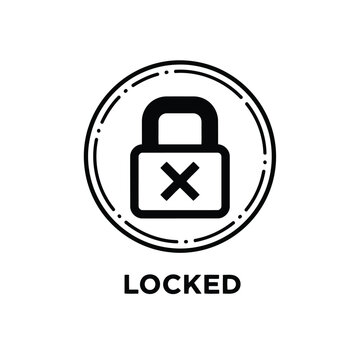 Locked padlock icon in simple flat design with bold black lines on white background for security symbol