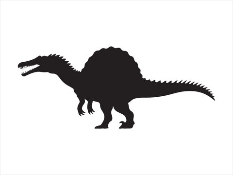 Vector dinosaur silhouette icon, Majestic Spinosaurus theropod dinosaur, detailed vector silhouette.