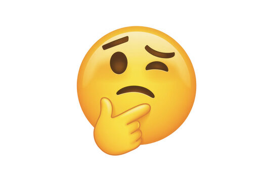 Thinking face emoji with hand on chin expression isolated on a transparent background