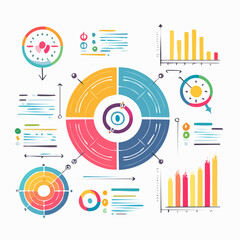 Vector infographic pack with charts, timelines, and arrows, minimal flat style 