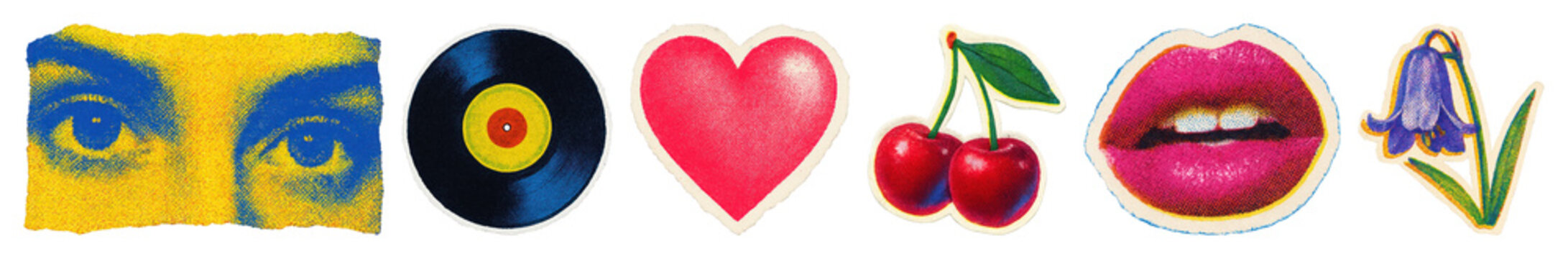 PNG Colorful retro pop art stickers, transparent background