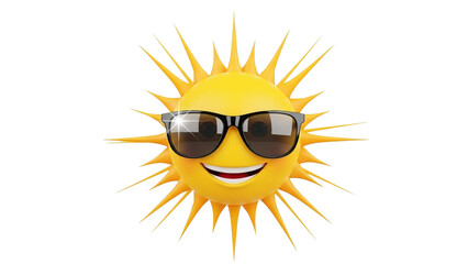 Smiling Sun with Sunglasses PNG &ndash; Cheerful Yellow Summer Icon, Funny Cartoon Sunshine Character for Outdoor Events and Seasonal Graphics